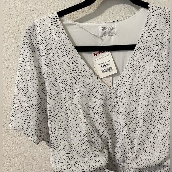 Black and white dot maxi dress with slit - Picture 6 of 7